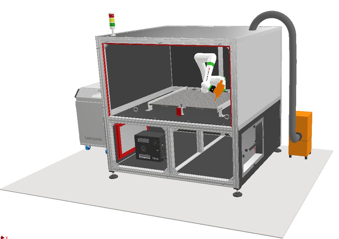 WSH Laser L, große Laserschweißzelle mit Schutzeinhausung als 3D-Darstellung